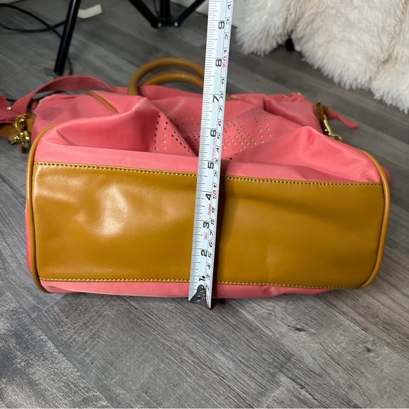 Tory Burch Pink Tote Crossbody Bag Purse Leather Handle Nylon Handbag - Picture 14 of 14